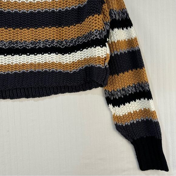 Free People Chunky Striped Open Knit Cotton Blend Sweater Women’s Size Small - Picture 5 of 8